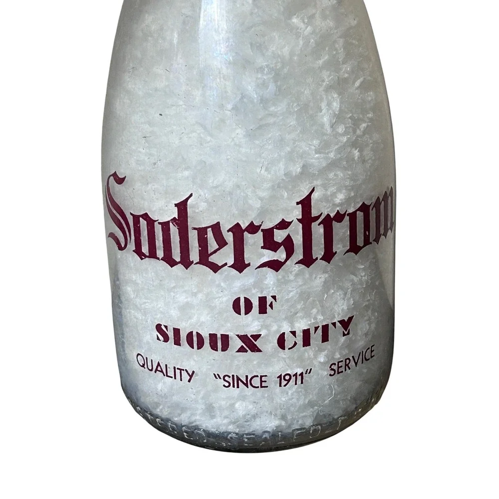 Vintage Soderstrom Of Sioux City Glass Milk Bottle Quality Since 1911 Iowa Dairy